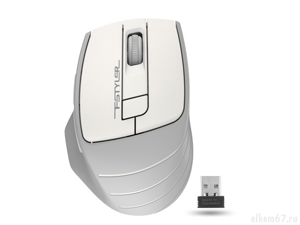 Мышь беспроводная A4 Fstyler FG30S белый/серый оптическая (2000dpi) silent USB (6but)